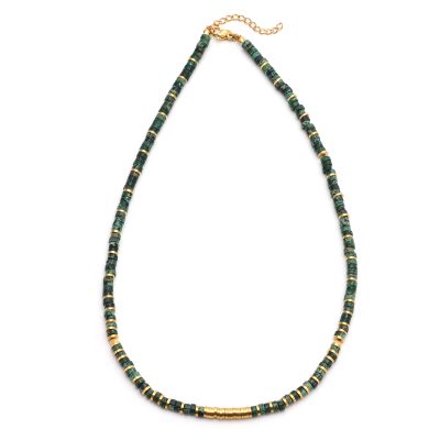 Collier Heishi en Malachite - Bijou d'Été Bohème et Coloré