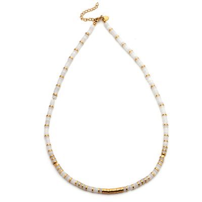 Collier Heishi en Quartz Blanc | Style Bohème Été