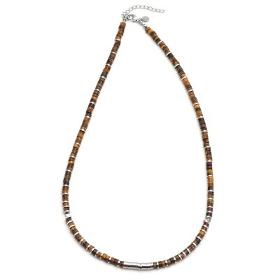 Collier Heishi Œil de Tigre - Style Bohème pour Été Chic
