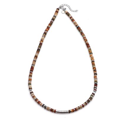 Collier Heishi en Jaspe Picasso - Style Bohème d'Été