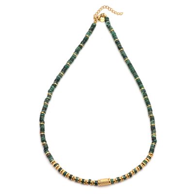 Collier Heishi en Malachite : Style Bohème pour l'Été