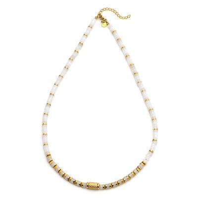 Collier Heishi en Quartz - Style Bohème pour Été Chic