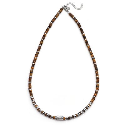 Collier Heishi Œil de Tigre: Style Bohème pour Été Chic