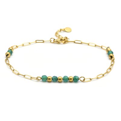 Chevillère Heishi Dorée avec Onyx - Style Bohème Chic d'Été