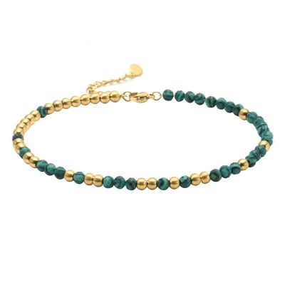 Chaîne Cheville Heishi Onyx Vert - Style Bohème d'Été