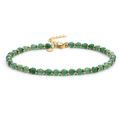 Heishi Chaîne de Cheville en Onyx Vert - Style Bohème pour Été