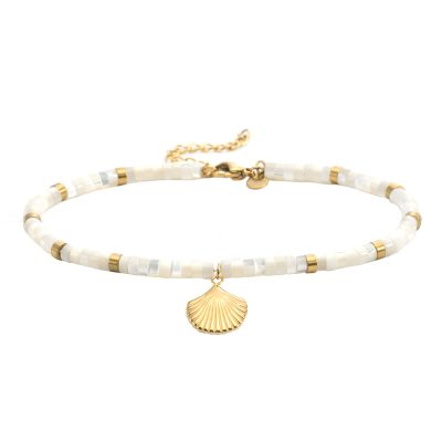 Chaîne Cheville Heishi & Coquillage - Style Bohème pour l'Été