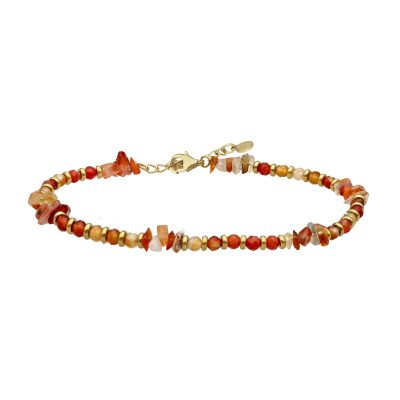 Chaîne Cheville Heishi Onyx Rouge - Style Bohème Été