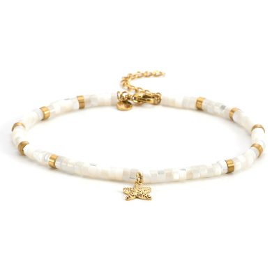 Bracelet Cheville Heishi - Bijou Été Bohème & Étoile de Mer