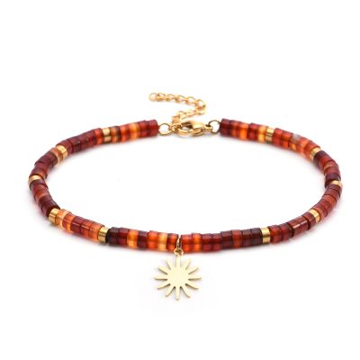 Bracelet de Cheville Heishi en Agate - Style Bohème Été