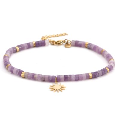 Bracelet Cheville Heishi Améthyste - Style Bohème Été