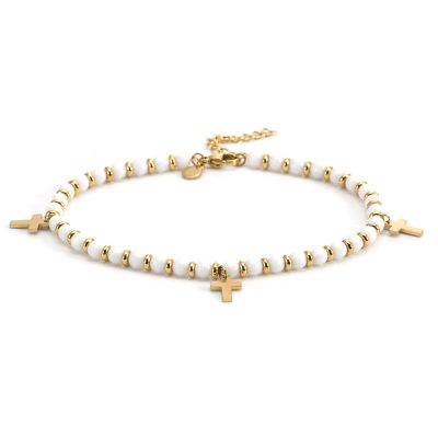 Bracelet Cheville Heishi Doré & Perles - Style Bohème Été