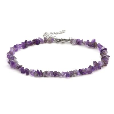 Bracelet Cheville Boho Heishi & Améthyste - Style Été Chic
