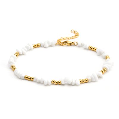 Bracelet Cheville Heishi Perles Dorées - Style Bohème Été