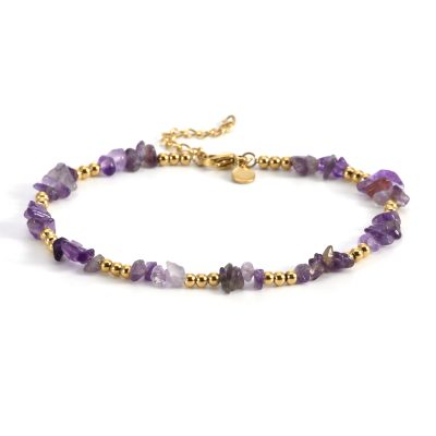 Bracelet Cheville Heishi Améthyste - Style Bohème d'Été