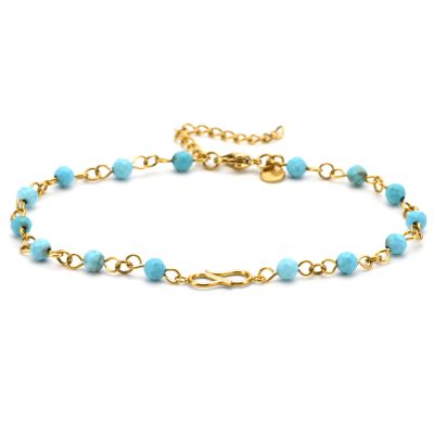 Bracelet Cheville Heishi Turquoise - Style Bohème pour Été