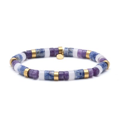 Bracelet Heishi Été: Perles Améthyste, Style Bohème Chic