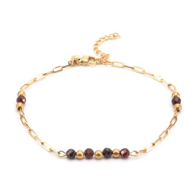 Bijou Été: Chaîne de Cheville Dorée Heishi & Onyx Rouge