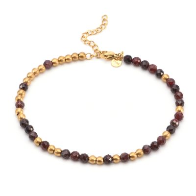 Chaîne Cheville Heishi Onyx Rouge - Bijou Été Bohème Chic