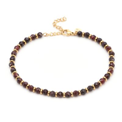 Chaîne Cheville Heishi Onyx Rouge - Style Bohème Été