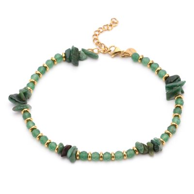 Bracelet Cheville Onyx Vert & Perles Heishi | Style Bohème Été